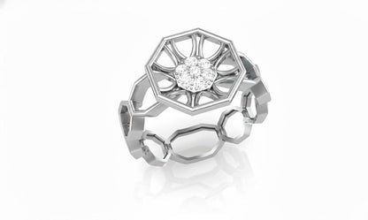 Geometric Moissanite Ring | Hypoallergenic Floral Statement Ring | Gold Rose Gold Silver | Engagement & Valentine Gift