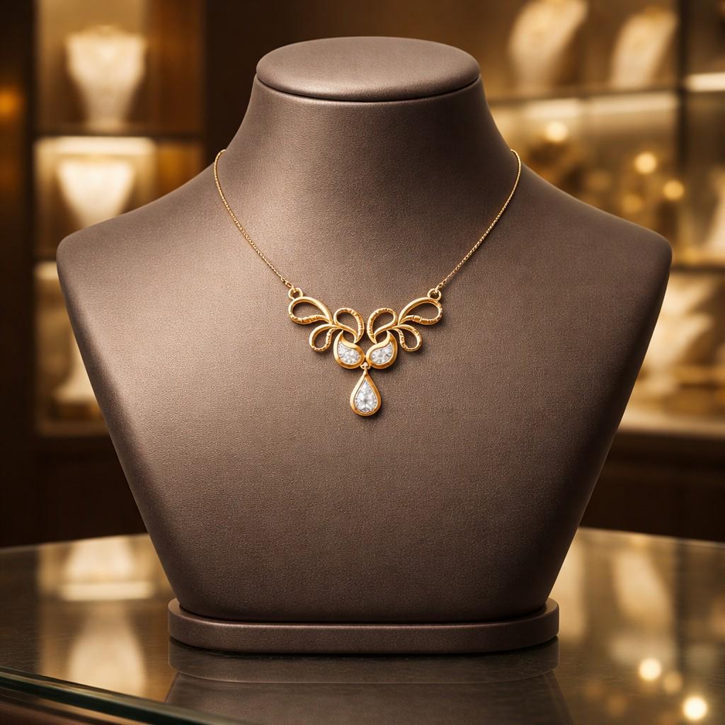 Moissanite Swan Drop Necklace by Riora featuring a gold, rose gold, or silver pendant with a minimalist elegant design.
