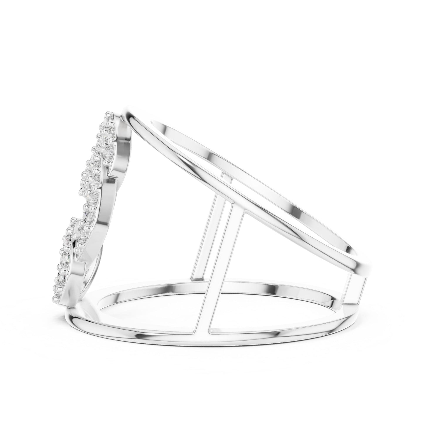 Riora infinity moissanite diamond open double band ring, minimalist modern jewelry with elegant design and sparkling stones.