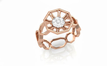 Geometric Moissanite Ring | Hypoallergenic Floral Statement Ring | Gold Rose Gold Silver | Engagement & Valentine Gift