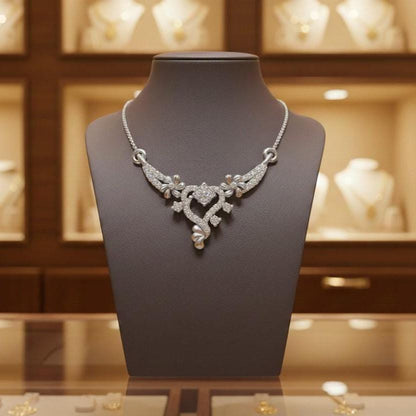 Moissanite Floral Pendant Necklace, Gold Rose Silver Adjustable Chain, Elegant Wedding Jewelry