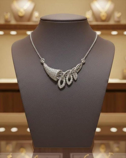 Rose silver horn pendant necklace by Riora featuring a minimalist boho design, perfect dainty jewelry for women.