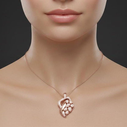 Leaf Pendant Necklace, Rose Gold Silver, Anniversary Gift