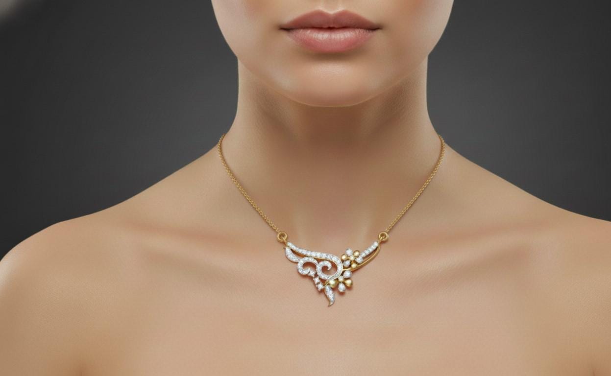 Moissanite Floral Leaf Pendant Necklace for Women | Gold, Rose Gold & Silver | Elegant Gift for Her