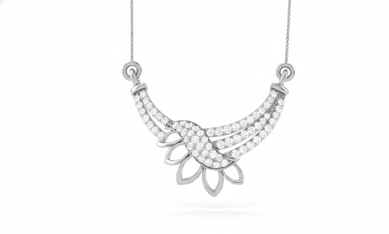 Riora luxury moissanite floral pendant necklace in rose gold, bridal wedding jewelry with intricate flower design and sparkling stones
