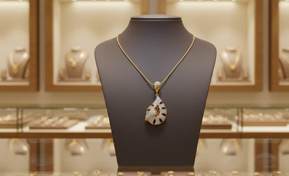 Moissanite Teardrop Pendant  Rose Gold Necklace Bridal Jewelry