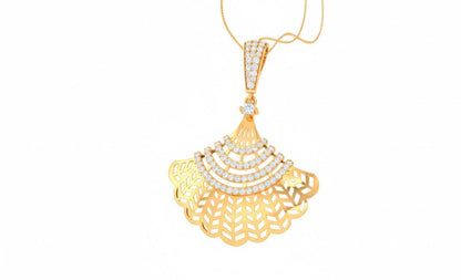 Moissanite Fan Pendant Necklace – Rose Gold Art Deco Style