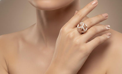 Moissanite Orbit Ring | Celestial Knot Design in Gold, Silver & Rose Gold | Hypoallergenic Engagement Ring