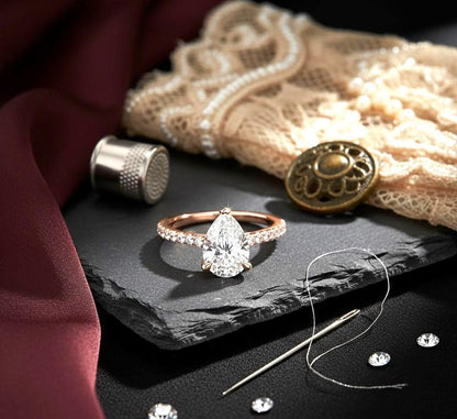 Pear Cut CZ Ring | Gold Rose Gold Silver Engagement & Promise Ring