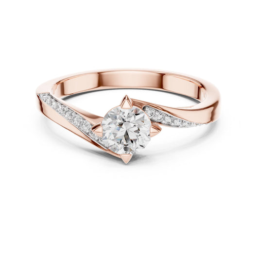Riora twisted moissanite diamond engagement ring with round cut stones and promise band, elegant wedding ring for women.