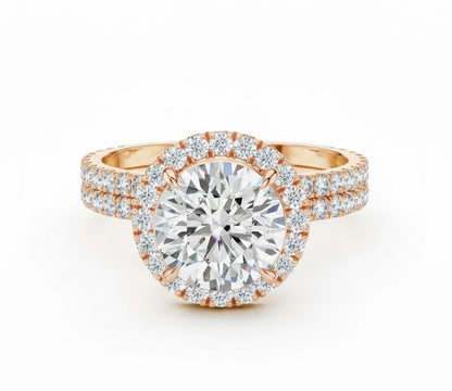 CZ Halo Engagement Ring | Gold, Rose Gold & Silver | Hypoallergenic Bridal Jewelry