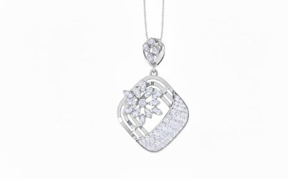 Floral Moissanite Pendant Necklace | 22 Inch Adjustable Chain