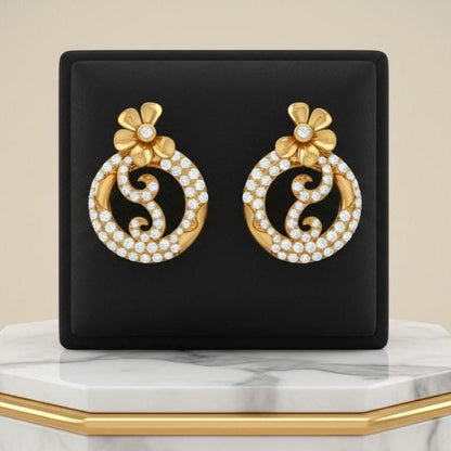 Moissanite Floral Circle Stud Earrings in Gold Rose Gold Silver | Hypoallergenic Luxury Wedding Gift for Women