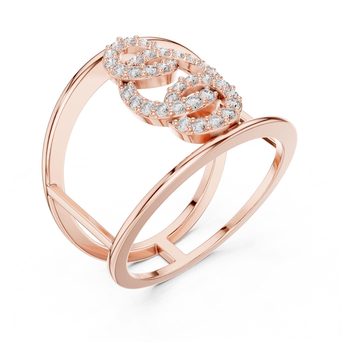 Riora Infinity Moissanite diamond statement open double band ring in minimalist modern jewelry style, elegant and suitable for gifting