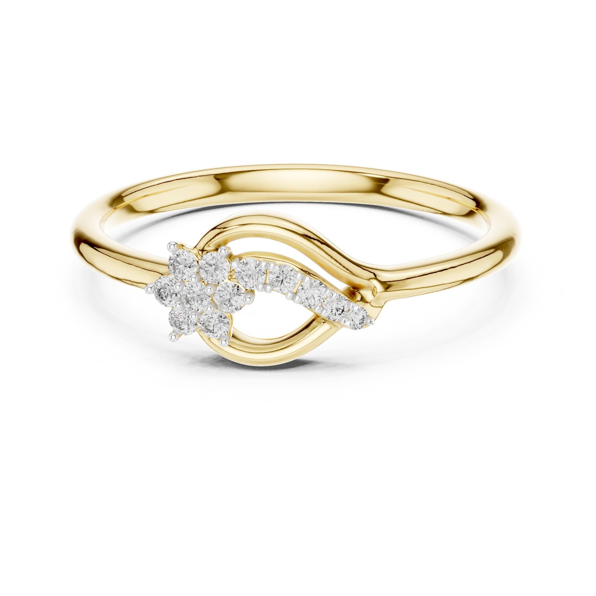 Riora Moissanite flower infinity ring with floral design, romantic wedding band in rose gold, delicate bridal jewelry