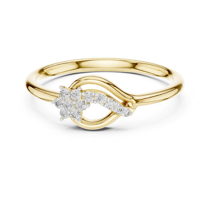 Riora Moissanite flower infinity ring with floral design, romantic wedding band in rose gold, delicate bridal jewelry